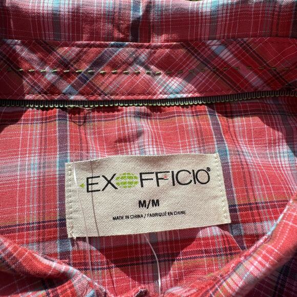 ExOfficio Keats Shirt Short Sleeves Button Up Plaid Spiced Coral Mens Medium NEW - Picture 6 of 10